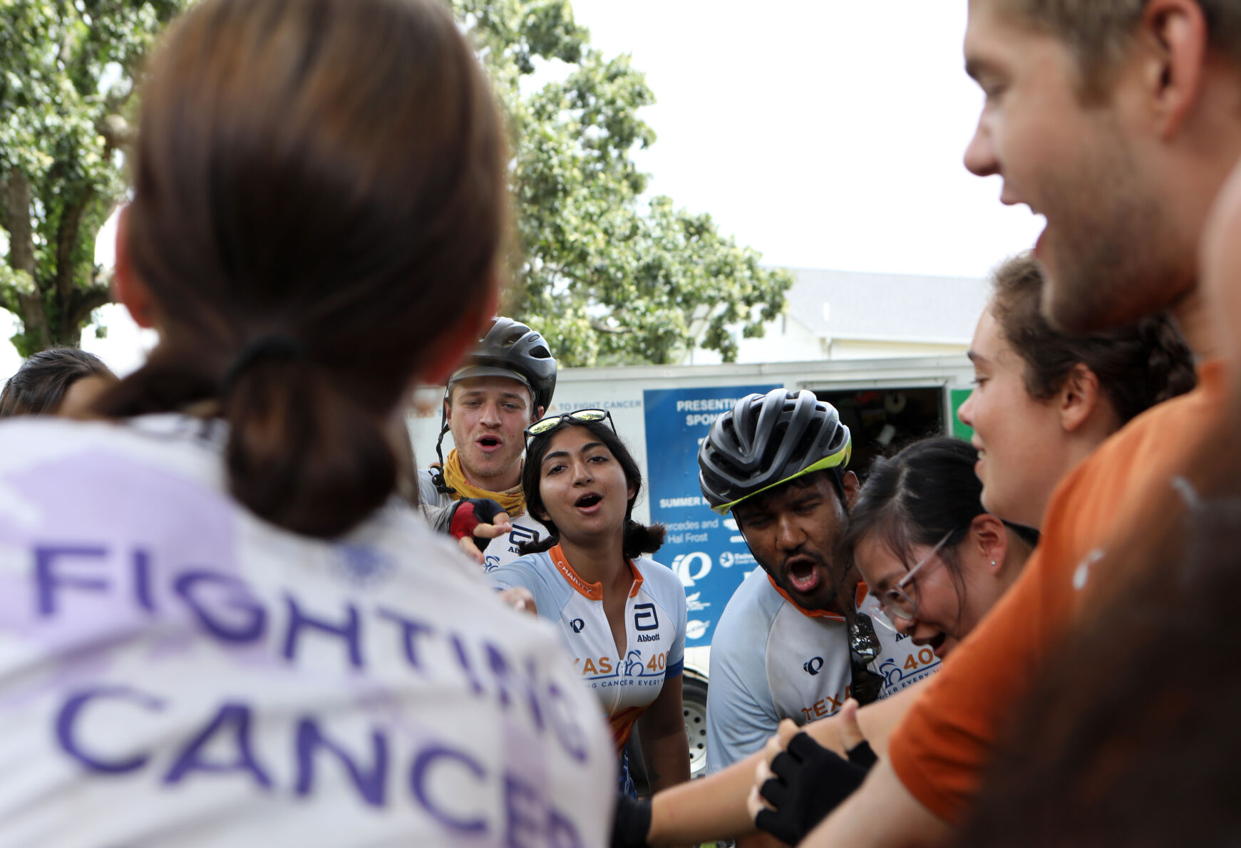 Texas 4000 members cheer before their ride